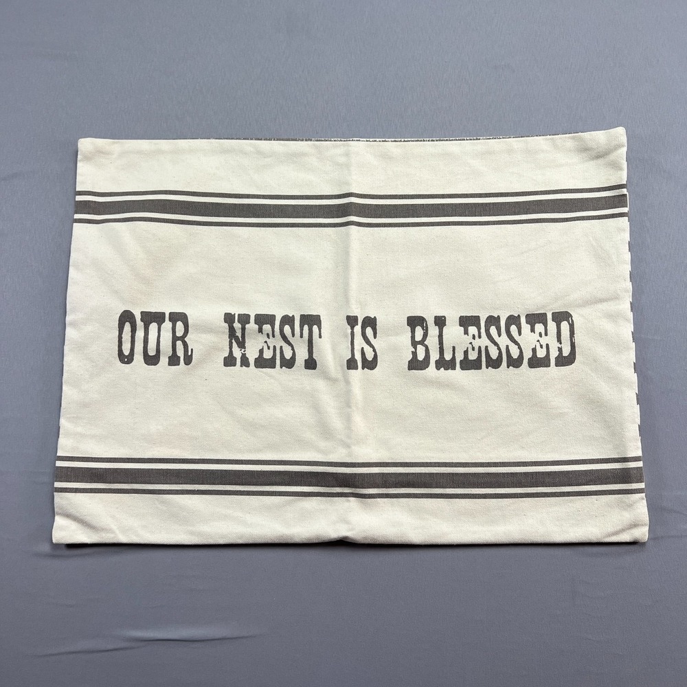 Bee & Willow Lumbar Pillow Beige Gray Our Nest Is Blessed Graphic (14" X 19")